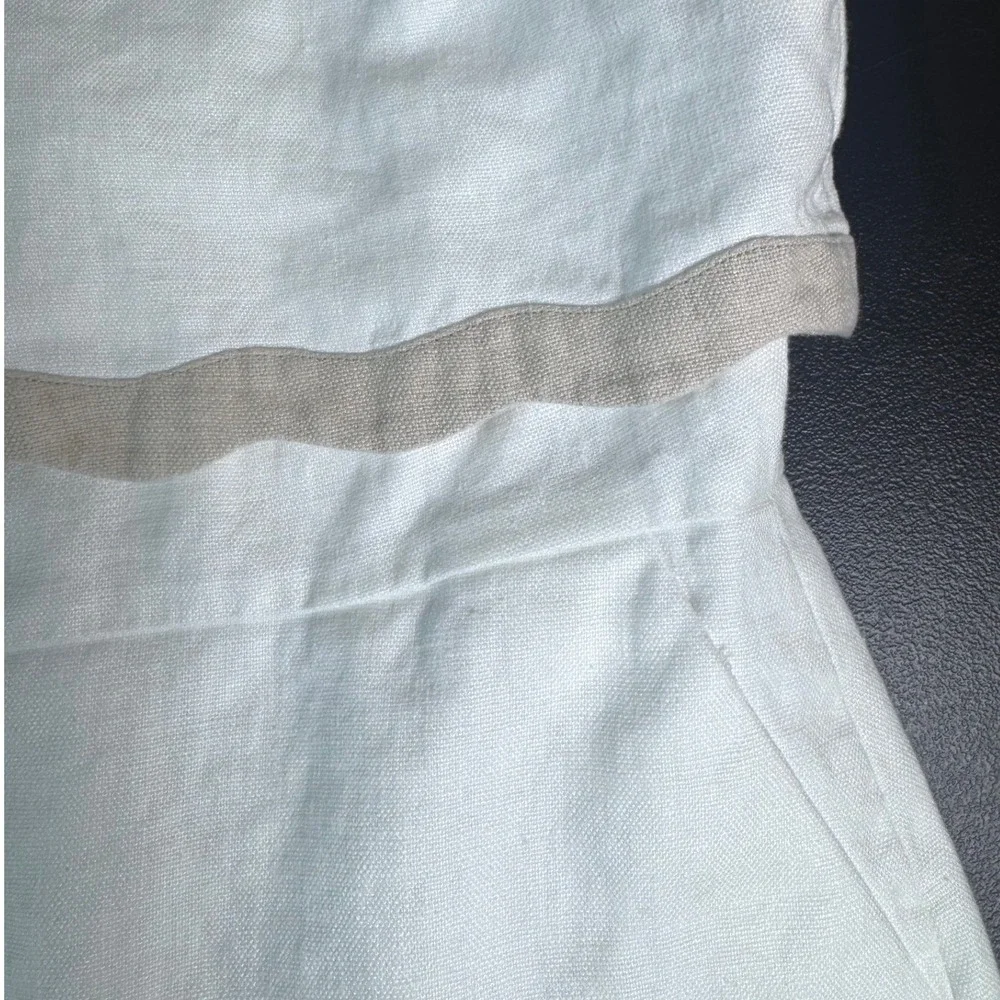 J.Crew White Linen Scalloped Tiered Sheath Dress Womens 6 Sleeveless Pockets